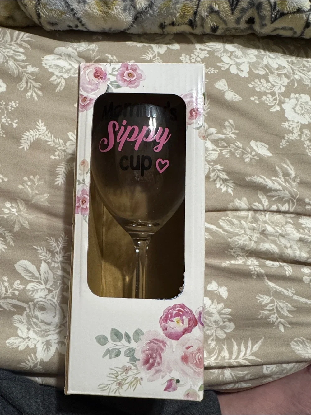 Mommy's Sippy Cup - Pink and Black Wine Glass